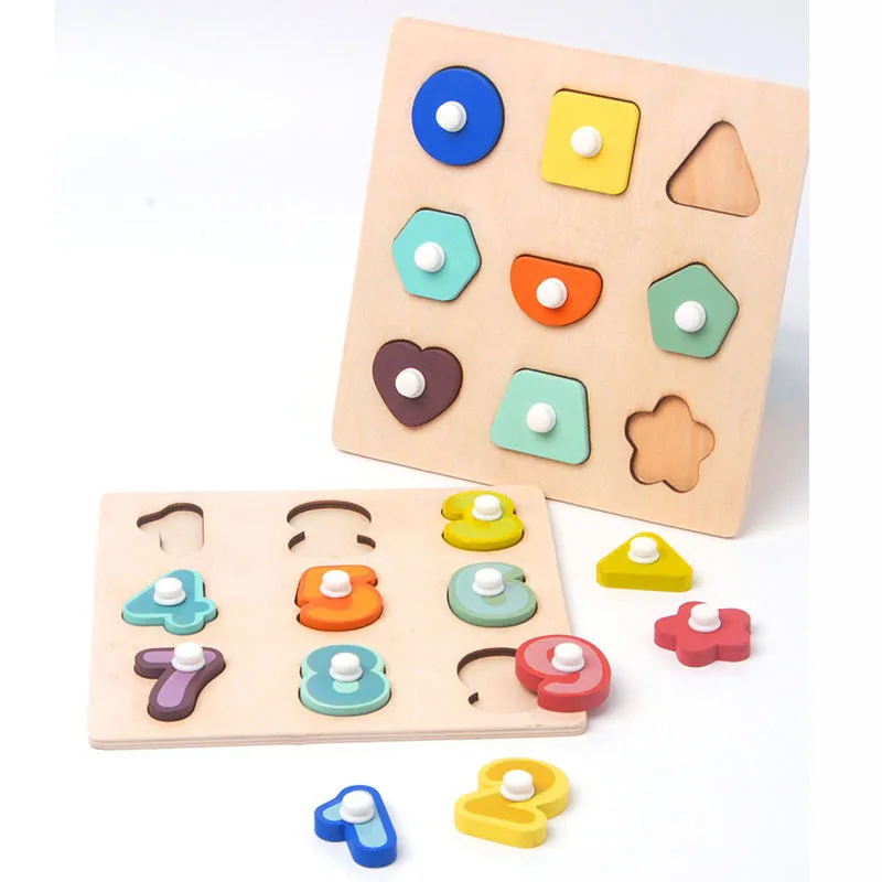 

Wooden Number Shape Matching Puzzle Toy Board Game for Children Early Educational Learning Wood Hand Grab Jigsaw Toy Gifts