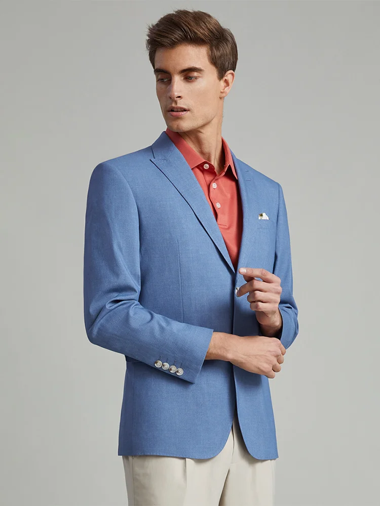 Men Suits Blazer Light Blue Slim Fit Korea Casual Style Thin Jacket 2022 Autumn Single Breasted Full Sleeve Boy Clothing 6XL 58