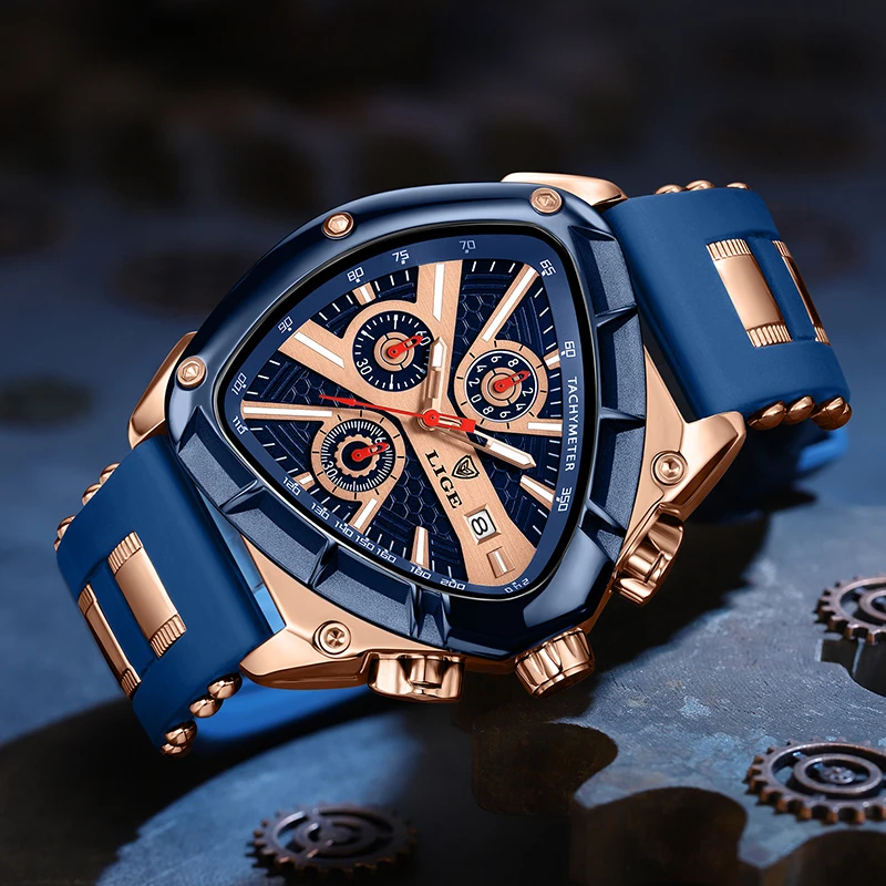 LIGE ساعات كوارتز رجالية فاخرة مقاوم للماء كرونوغراف مضيئة ساعات عادية ساعة رجالي ساعات رجالي عسكرية reloj hommes