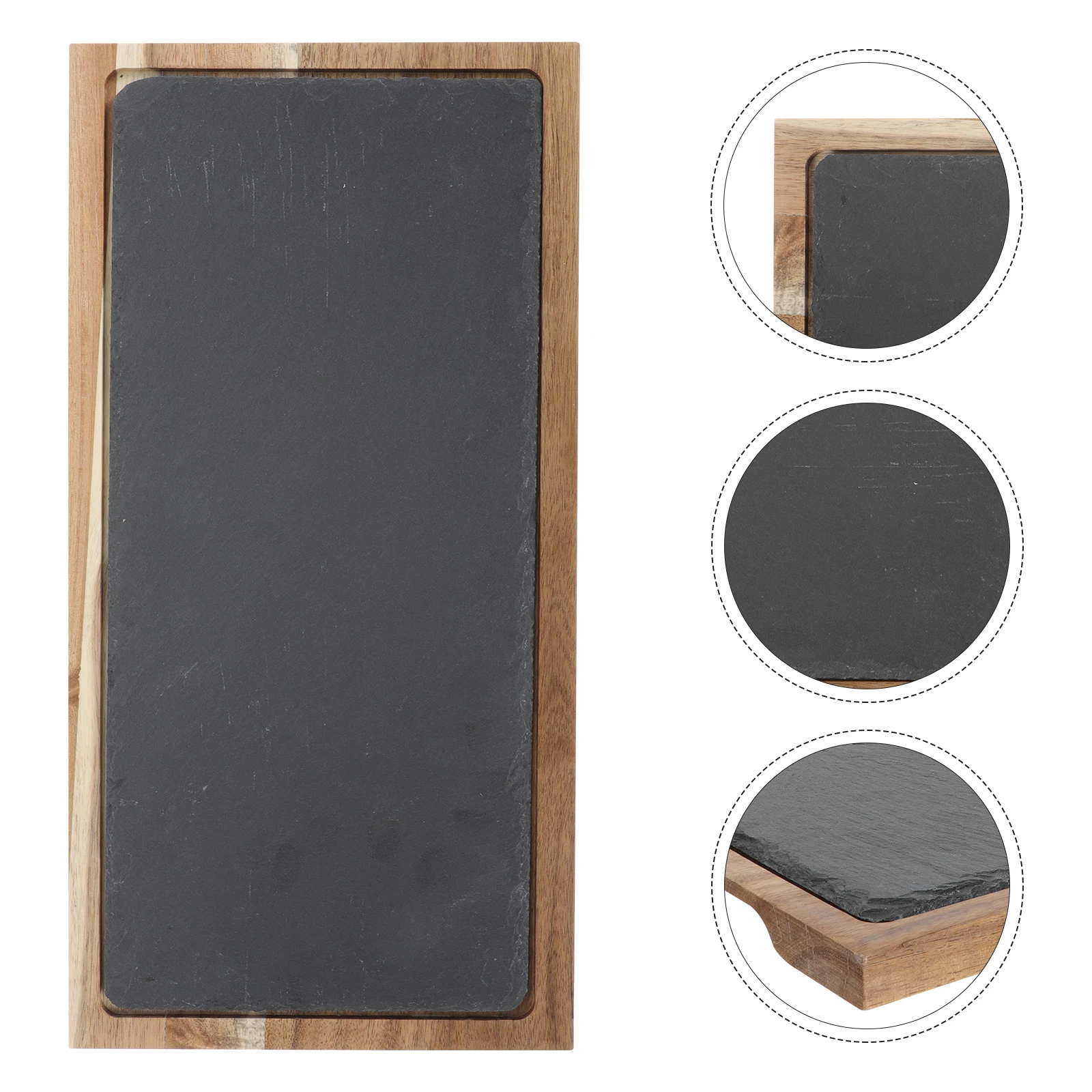 

1 Set Wooden Serving Tray Rectangle Long-Lasting Food Display Plate Multi-Functional Household Restaurant Gift Idea For