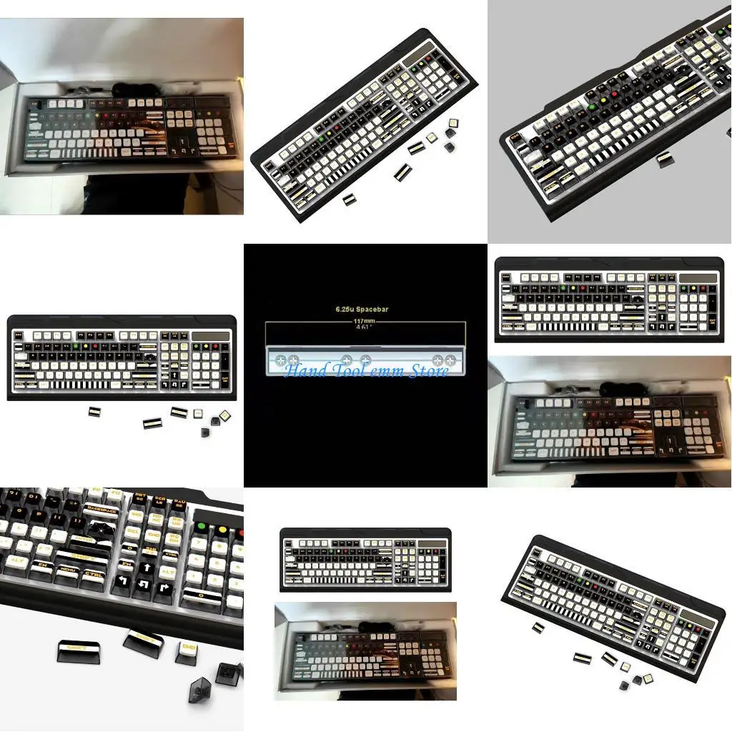 

H37F 1 комплект, полупрозрачные колпачки для ключей из ПБТ в полоску с зеброй, 116 клавиш, колпачки для ключей с профилем