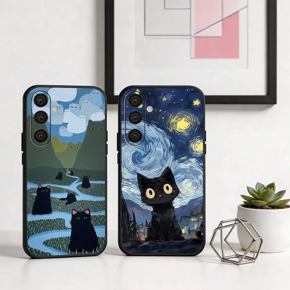 

Cute A-Artistic kitten Phone Case For Samsung A73,A21s,A22,A31,A32,A52,A53,A71,A80,Soft Black Shell