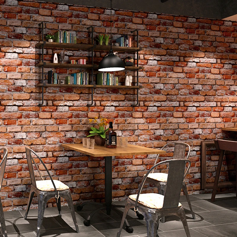 

Modern Self-Adhesive Broken Brick Wallpaper 3D Peel and Stick Vintage Cement Stone Wall Paper for Shop Bar Background Walls