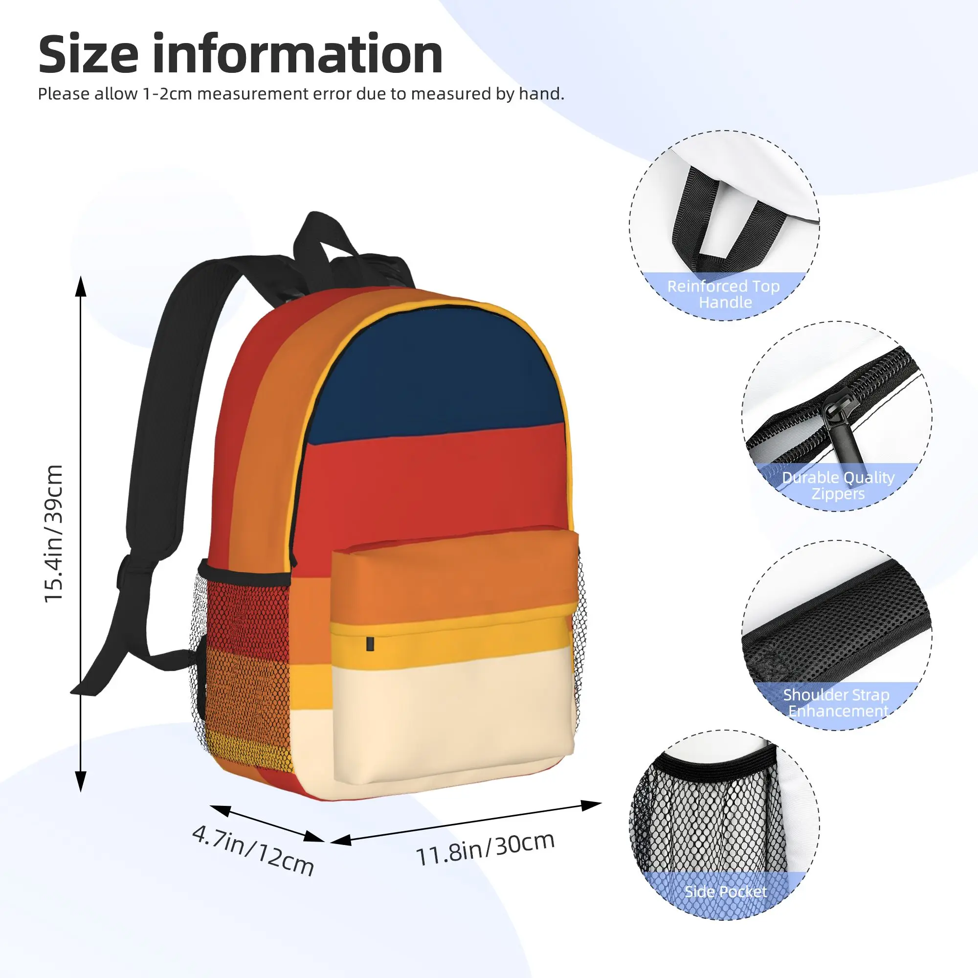 70s Vintage Stripes Retro Backpack Hot Sale Daypack Large Capacity Boys Girls BookBag Shoulder Bags for Men Women School Bag