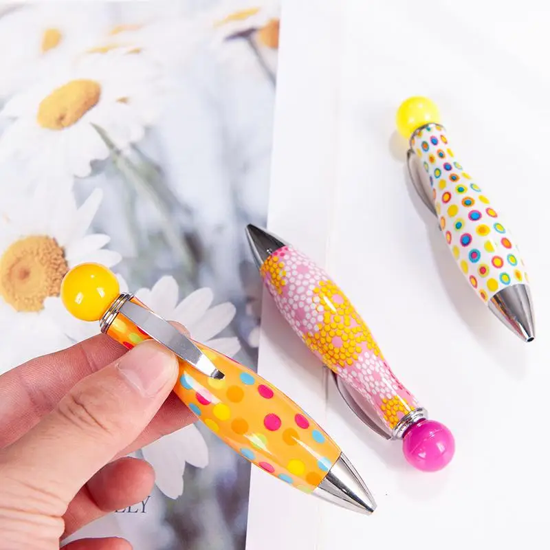 Cute Boho Dot Flower Mini Bowling Ballpoint Pen Short Portable Pen For School Office Supplies
