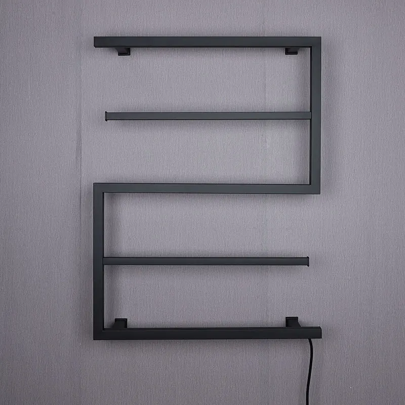 Irregular heating towel rack, clothes drying rack, plug-in electric towel rack, bathroom bow shaped towel rack