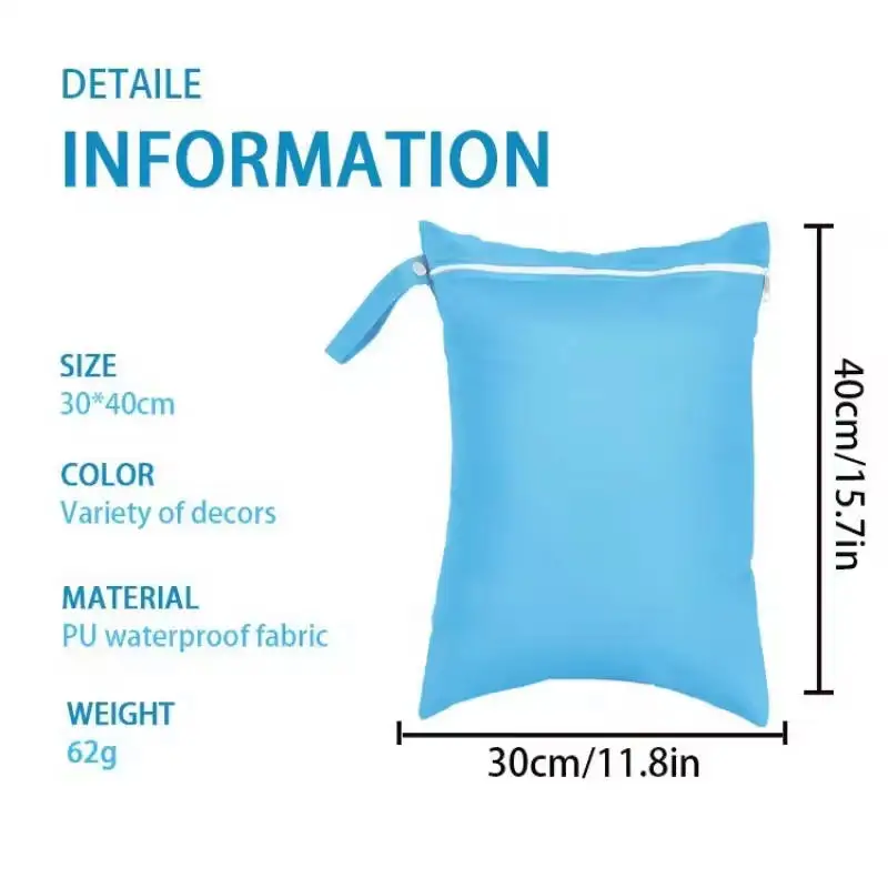 حقيبة تخزين مقاومة للماء بلون سادة مقاس 30 × 40 سم - حقيبة حفاضات أطفال قابلة لإعادة الاستخدام، حقيبة مستحضرات تجميل للسفر، يوجا قابلة للغسل ومنظم محمول #4