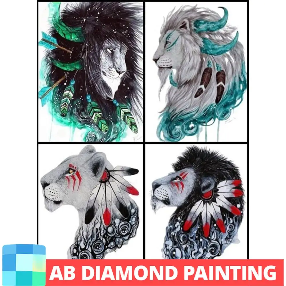 AB DIY искусственное животное и индийское перо, круглая Алмазная вышивка, мозаика, вышивка крестиком, украшение для стен, подарки