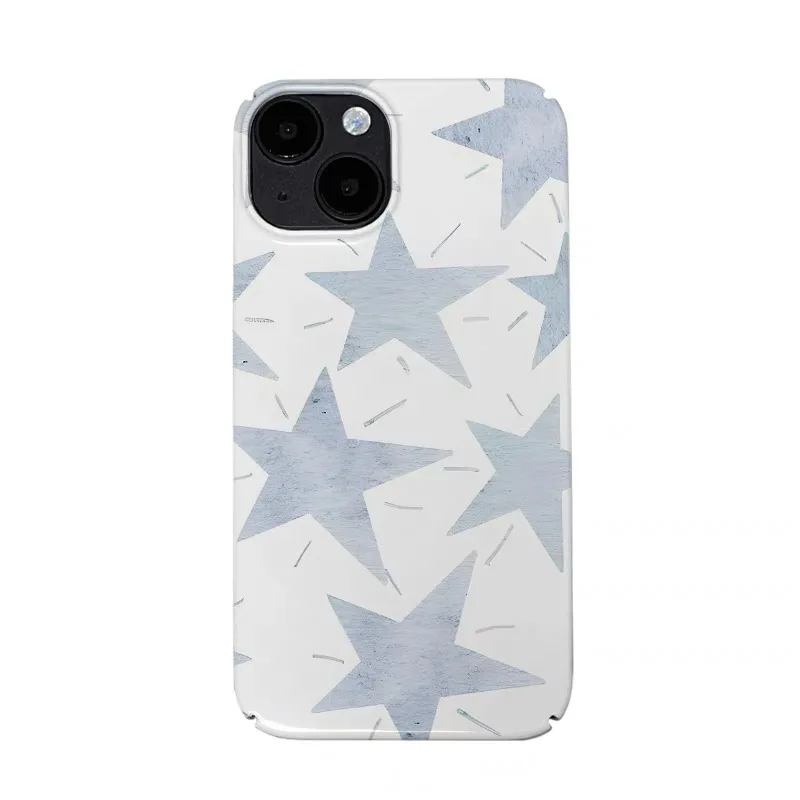 

INS Blue and White Spliced Stars Case for IPHONE 16E 15PRO MAX 14 13 PRO MAX 15PLUS 15PRO 11Pro Acrylic Hard Mobile Phone Cases