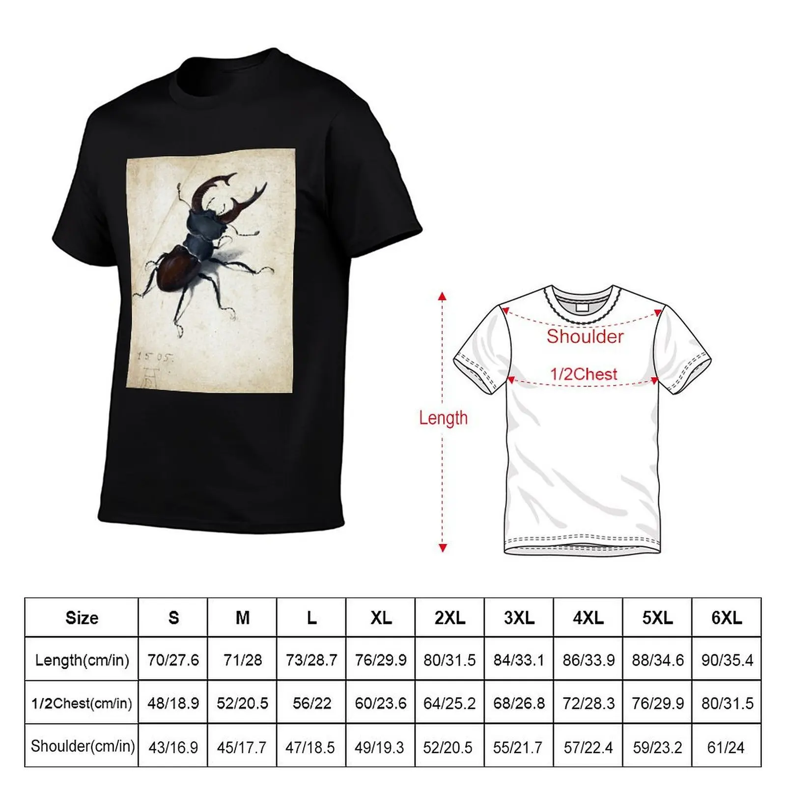Albrecht Dürer Stag Beetle T-Shirt Plus Size Basic Short Sleeve Top T-Shirt