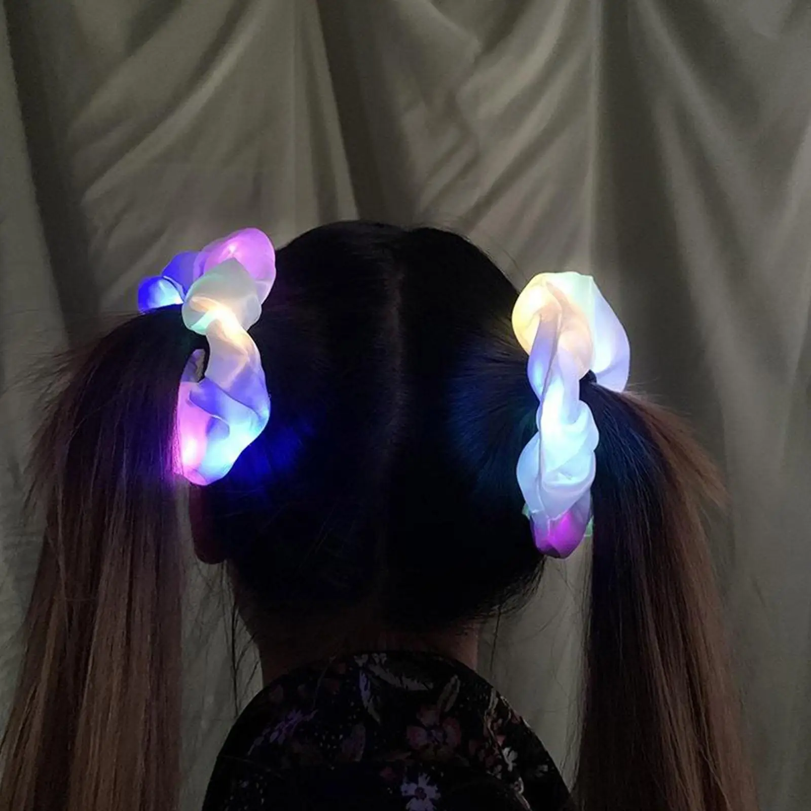 LED Luminous Hair Band Scrunchies Women Girls Ponytail Rubber Band Glow In The Dark Hair Ties LED Hair Band Hair Accessories