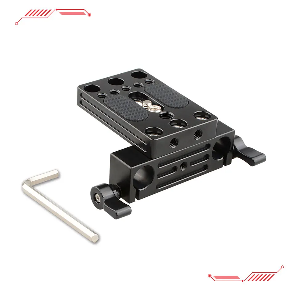 CAMVATE Extended Camera Baseplate Tripod Mount Plate With 1/4"-20 Mounting Stud & 15mm Rod Clamp Railblock For DSLR Camera Rig