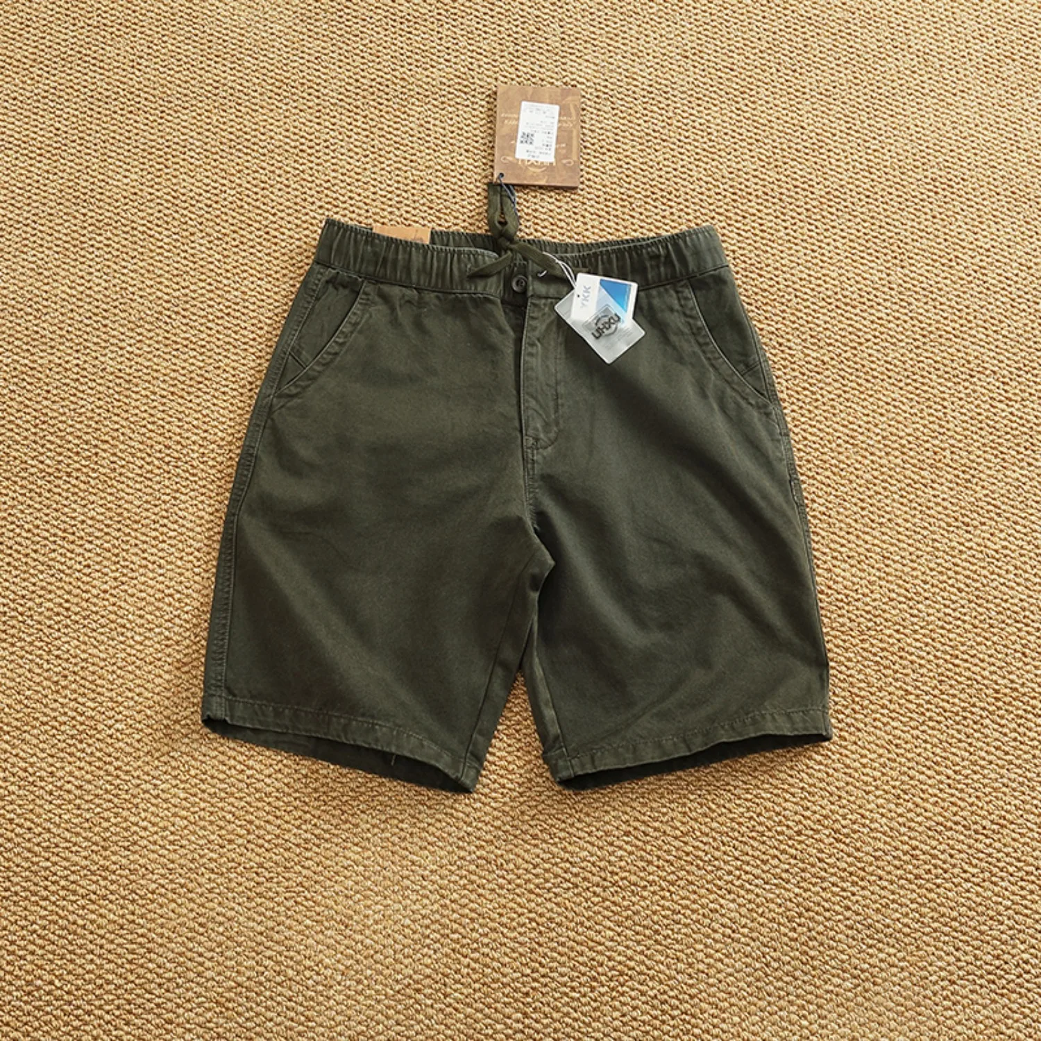 Summer All-in-one Cotton Woven Casual Shorts Men's Heavy Texture Washed Pants Five Quarter Pants