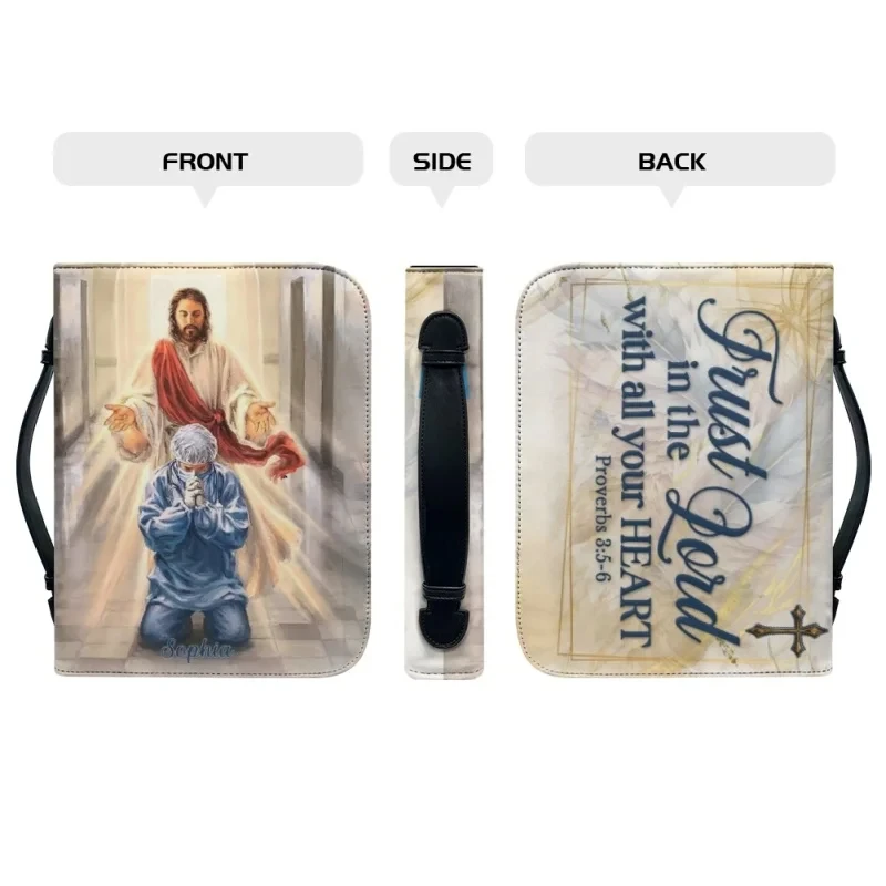 Be Strong and Courageous Joshua Bible Verse Print Pretty Ladies Bible Cover High Quality Handle Bible Bags Jesus Pattern Bag