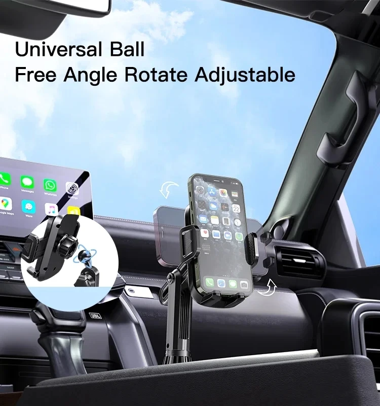 Cell Phone Cup Holder Car Mug Holder Mobile Car Cup Phone Holder Adjustable Gooseneck Tube for GPS Smartphone iPhone Xiaomi