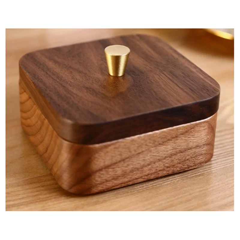 

A03F-Toothpick Floss Storage Box Dustproof Storage Solid Wood Box Desktop Decoration, Storage Box