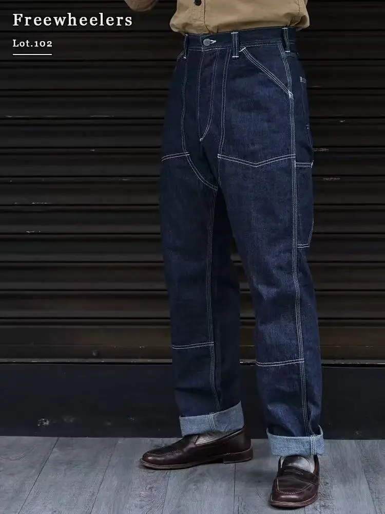 

Мужские джинсы Original Color с несколькими карманами, уличные полосатые рабочие брюки, модные повседневные хлопковые брюки с высокой талией