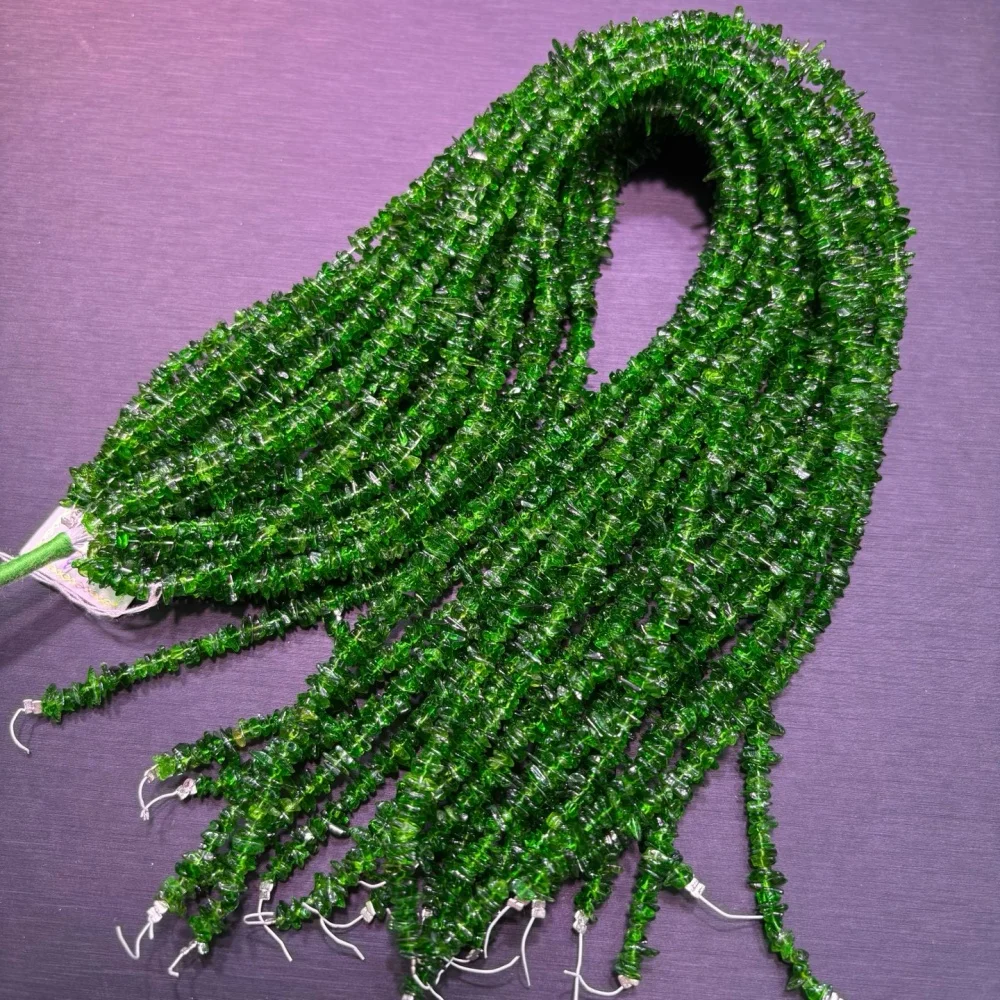 Natural Green Diopside Bead Bracelet Women Fashion Charm Crystal Healing Energy Gemstone Yoga Jewelry Semi-finished Product