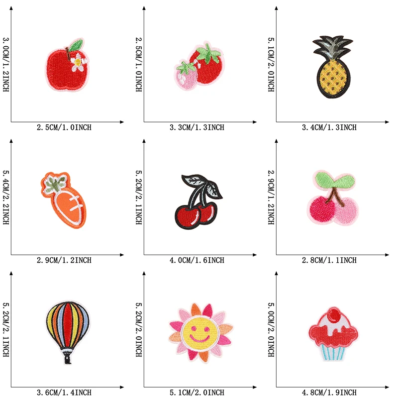 13pcs Sun Fruit Embroidered Patch For Clothes Jacket Backpack Cute Iron On Girls Kids Sewing Fabric Anime Lot Thermal Parches