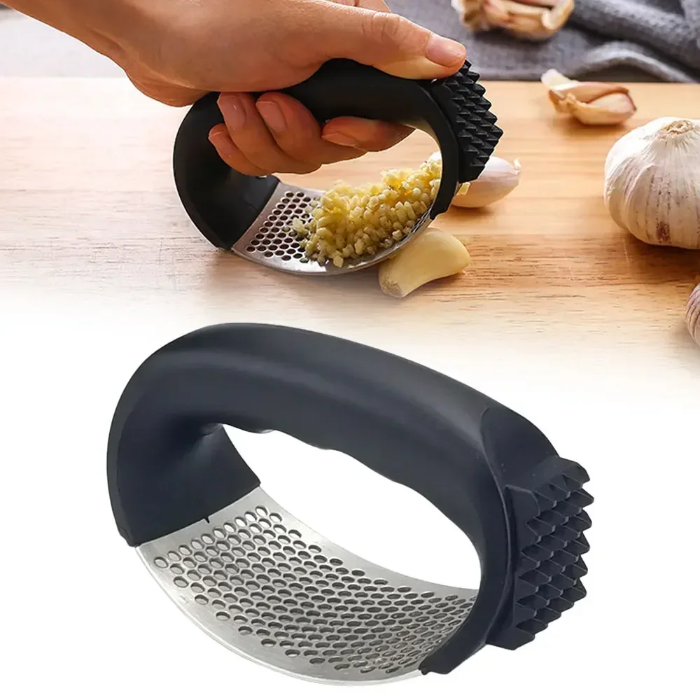 Durable Stainless Steel Manual Garlic Chopper Mincer Press Easy Clean Kitchen Gadget for Fresh Garlic Vegetables and Cooking