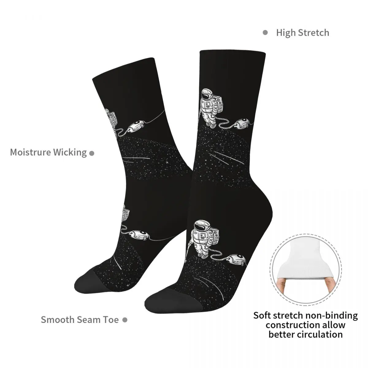 Space Cleaner Socks Harajuku High Quality Stockings All Season Long Socks Accessories for Unisex Christmas Gifts