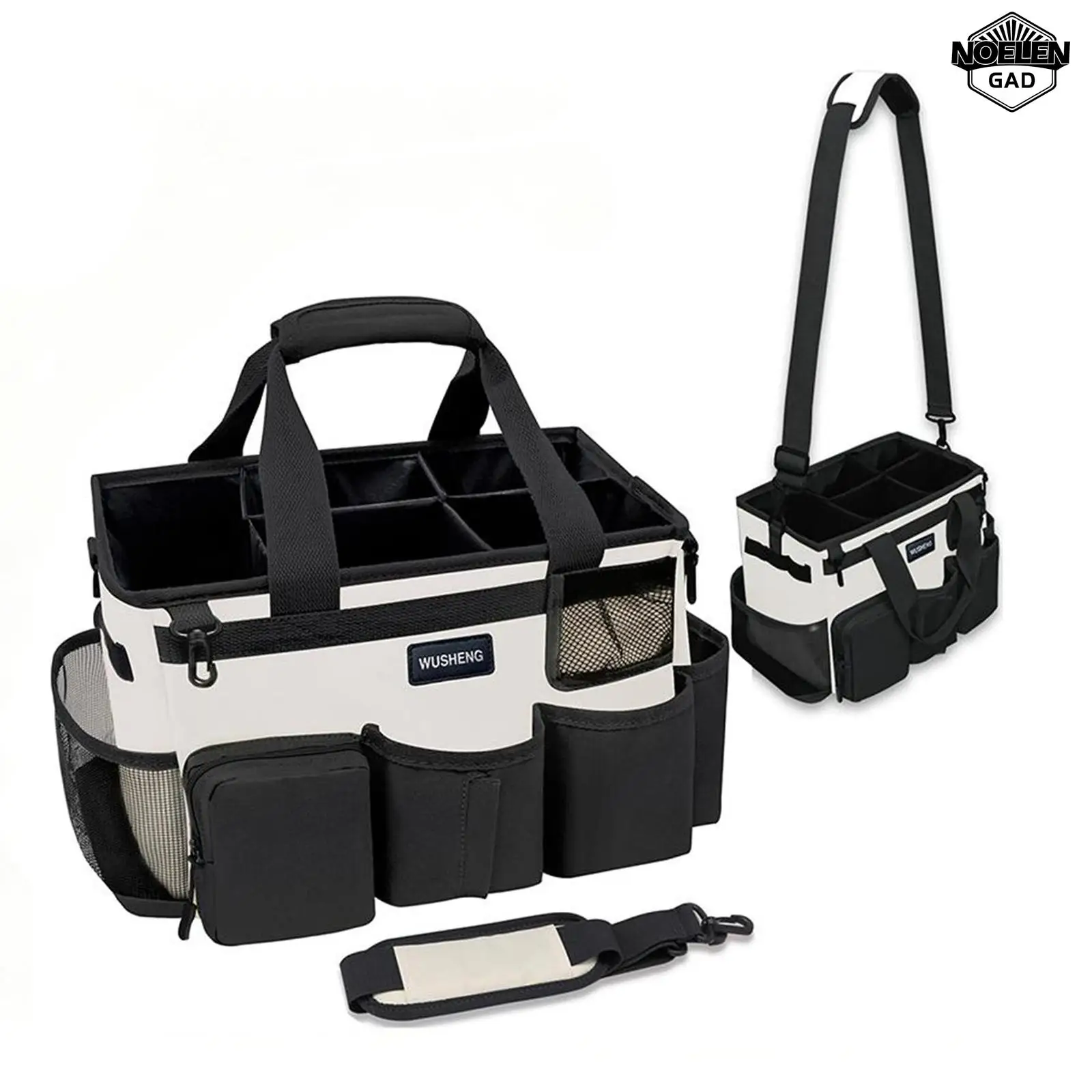 Portable Large Capacity Cleaning Tools Storage Bag Wearable Housekeeping Caddy Tote Multi-Pocket Organizer Handbag for Janitor Maid Household Cleaning Supplies