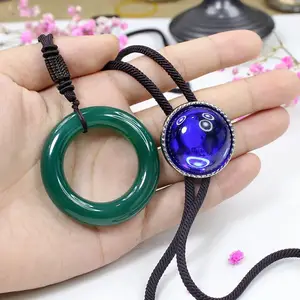 Pendentif En Jade Naturel (grand Modèle) Sur Cordon En Cuir - Pierre Roulée Forme Cœur