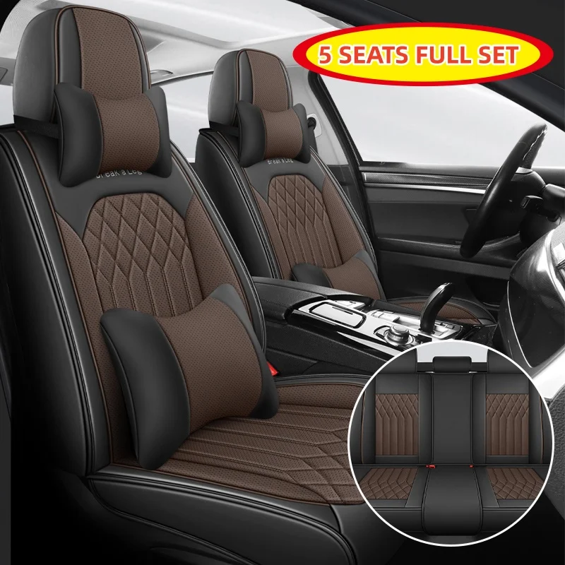 (Luxury Edition) 5 Seats in Total, with 2 Headrests and 2 Lumbar Supports, All-Inclusive Universal Car Seat Covers, High-Quality Nappa Leather Fabric, Suitable for All Seasons, Comfortable and Wear-Resistant, 3D Winged Support, Enhance Your Driving and Riding Experience, Available in 5 Colors, Premium Car Interior Accessories, Suitable for Sedans, Suvs, Trucks and Other Various Models