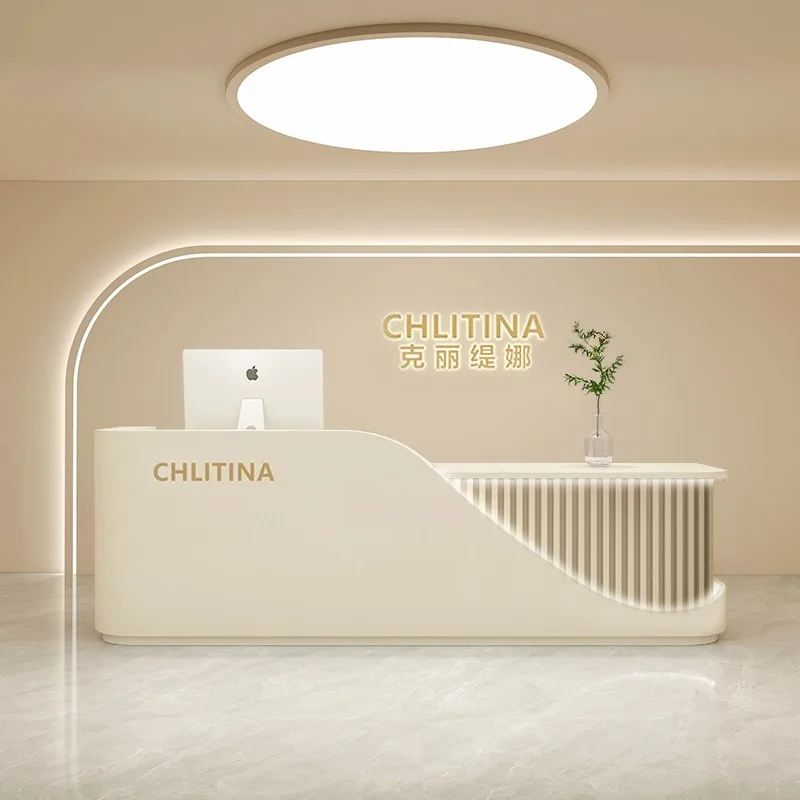 Beauty salon front desk custom curved reception desk simple clothing store checkout page health center reception counter table m