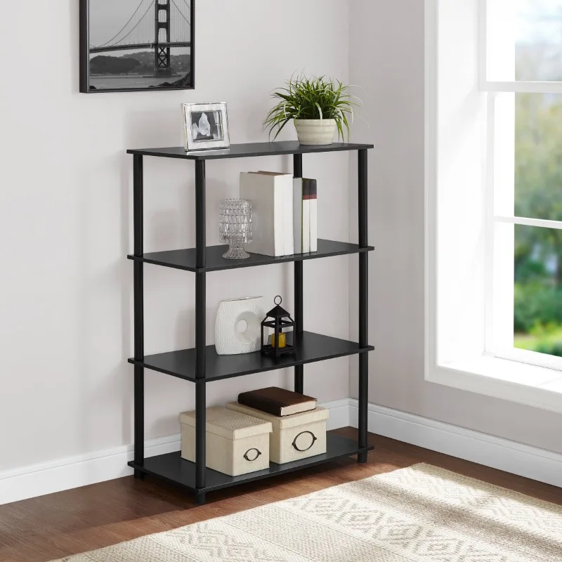 

No Tools 4-Shelf Storage Bookcase, True Black Oak