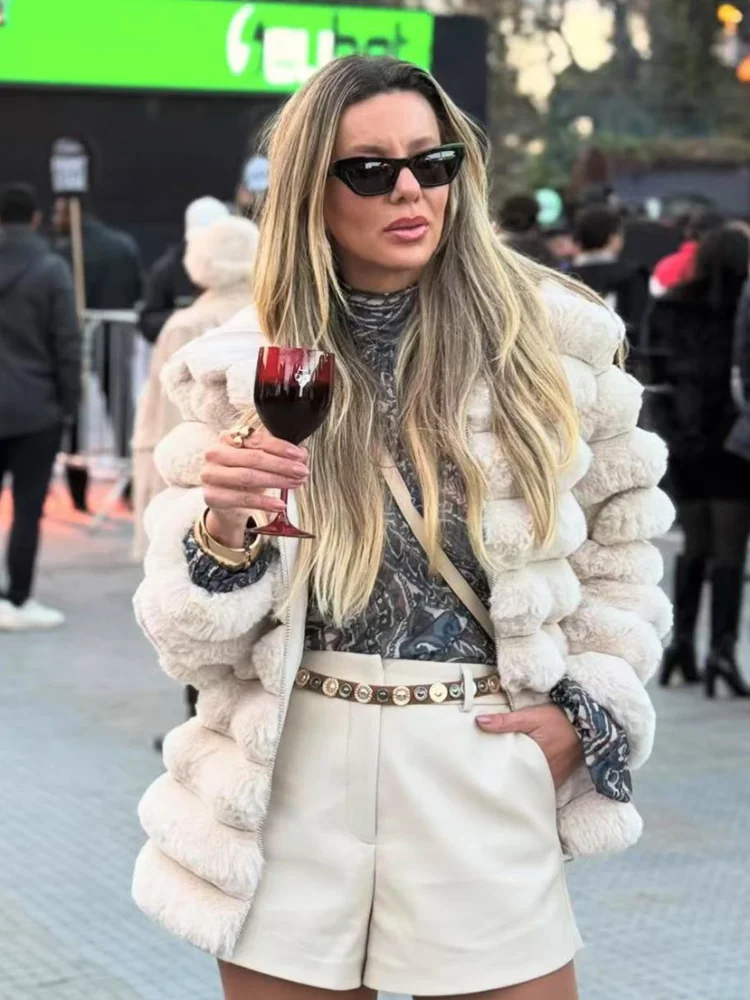 Moda sólida casaco de couro de pele sintética para mulheres casual manga longa engrossar jaqueta de pele 2025 inverno quente senhora outerwear high street