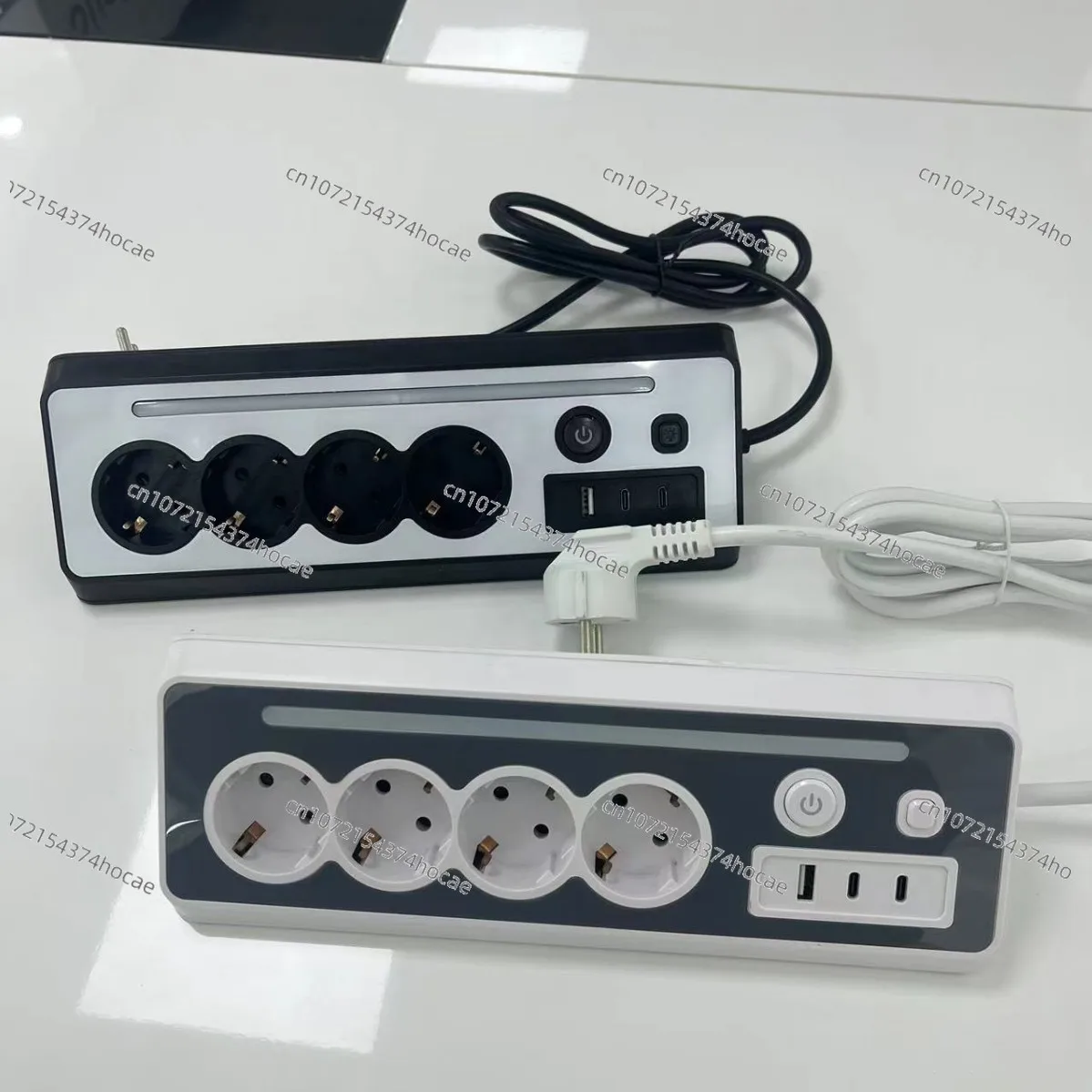 مقبس قياسي أوروبي متعدد المآخذ مع مفتاح إضاءة مع مقبس USB بجانب السرير PD شحن سريع شريط متعدد الطاقة بدوره واحد #5