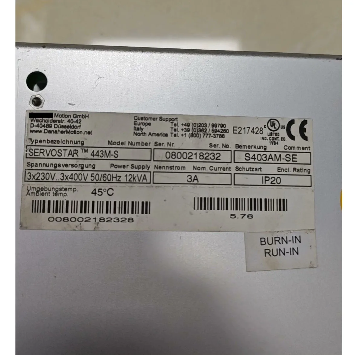 S403AM-SE 443M-S เซอร์โวไดรฟ์ พร้อมการรับประกัน