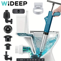 High-Pressure Pneumatic Toilet Plunger Stainless Steel Pipe Unblocker Drain Blaster Tool Set for Powerful Clog Removal