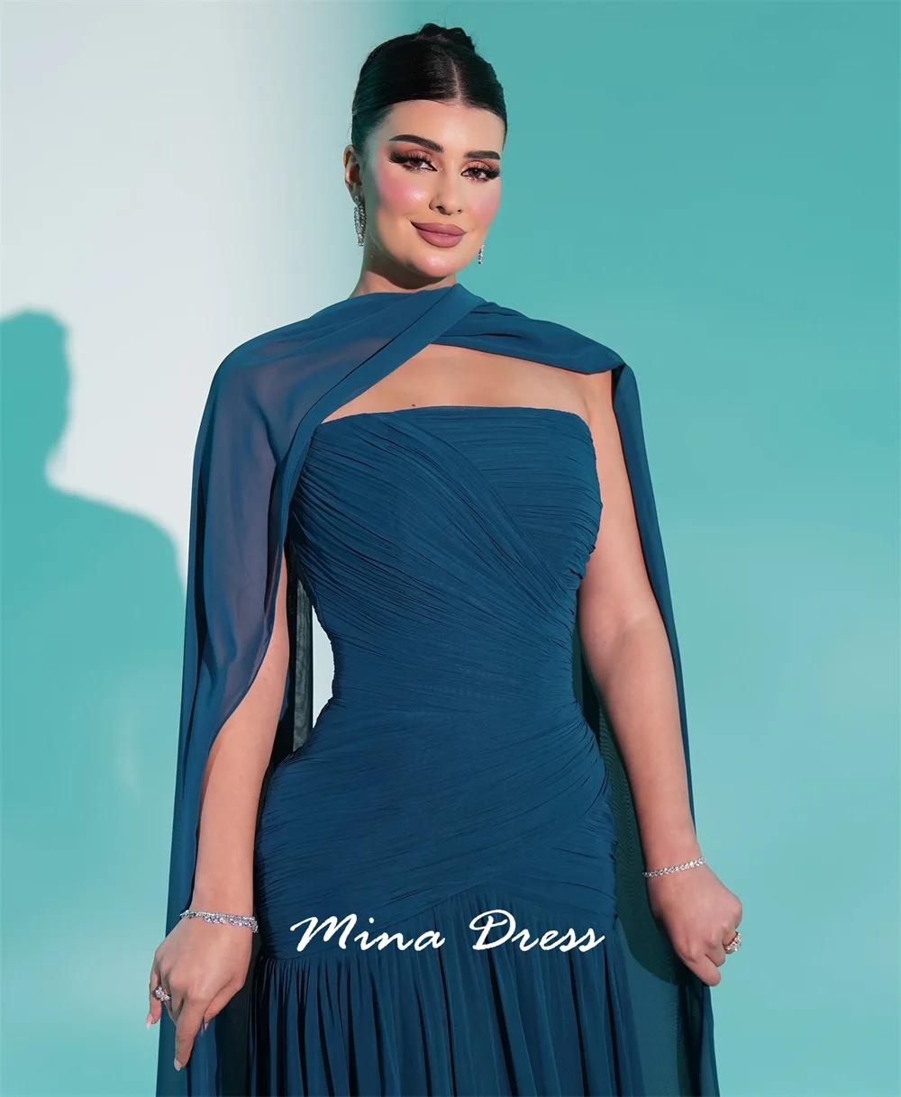 

Mina индивидуальные топы без рукавов для торжественных случаев, плиссированное арабское вечернее платье, роскошное платье для выпускного вечера без рукавов