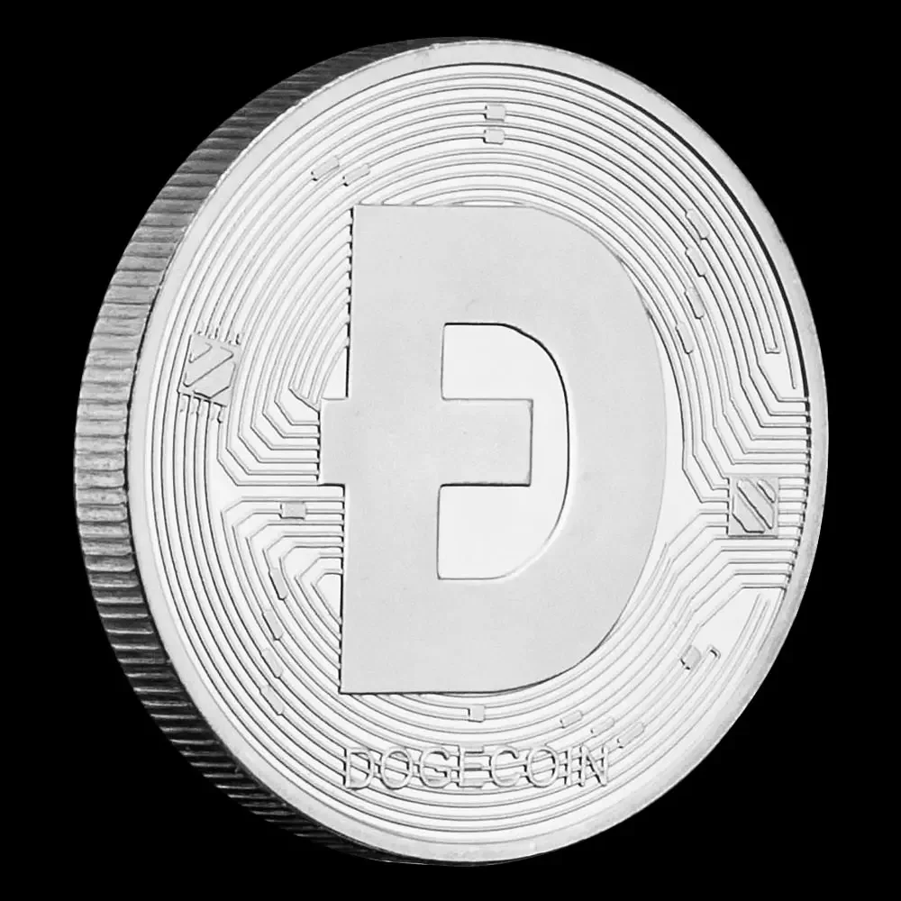 Dogecoin Crypto Silvery Plated Souvenir Coin Physical Cryptocurrency Non-currency Commemorative Coins Home Decor