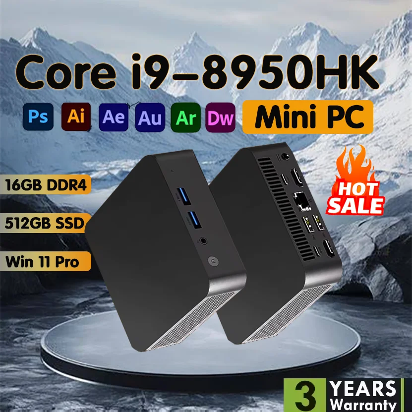 【セール中】ミニPC Windows 11 Pro Intel Core i9 8950HK 16GB DDR4 1TB SSD ゲーミングPC デュアルWIFI 6 BT5.2 4K HD ミニゲーミングPC デスクトップ