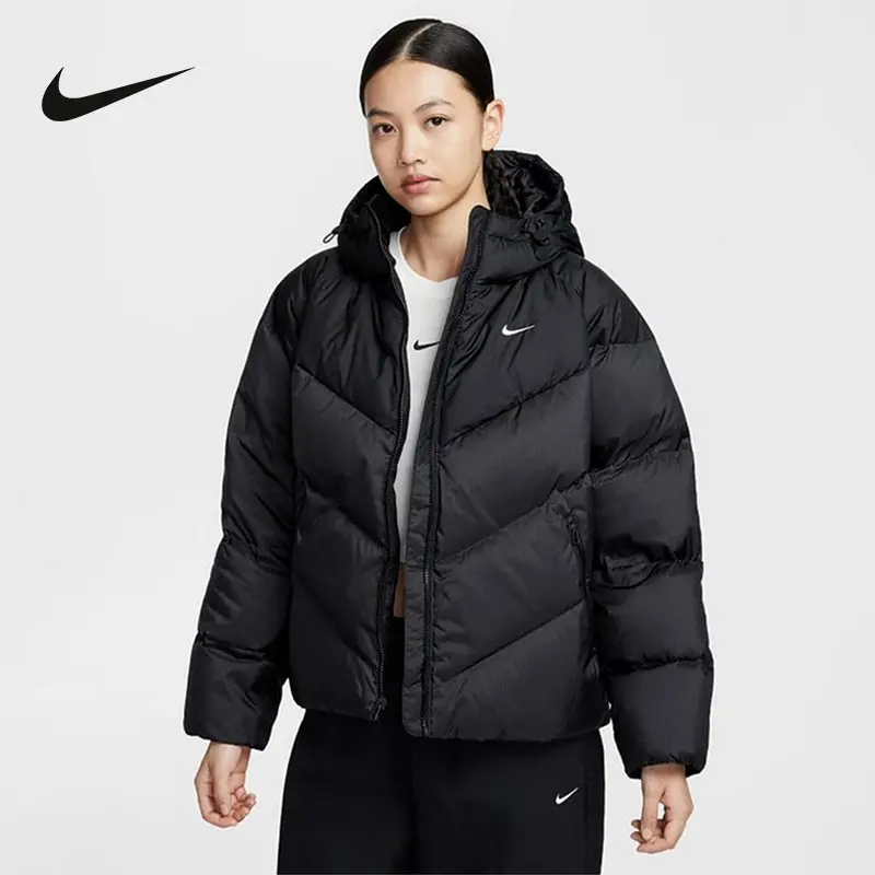 Nike Women's Down Jacket Winter STORM-FIT Loose Hooded Water-repellent Jacket HV5236-010
