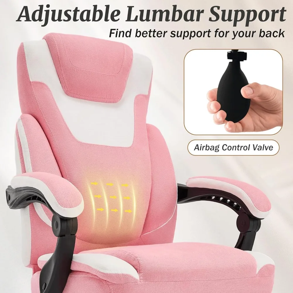 كرسي تنفيذي مريح مع مسند للقدمين، سعة 400 رطل، دعم قطني قابل للتعديل