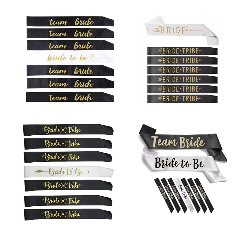 7 Pack Bride Tribe Bridesmaids Sashes Satin Bachelorette Sashes for Bridal Shower Decorations, Bachelorette Party Decorations
