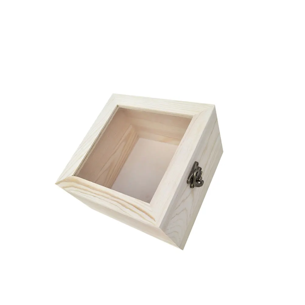 

Everlasting Flower Wooden Gift Box Rectangular DIY Rustic Storage Case Light Yellow 20x20x12cm Wooden Package Box for Floral