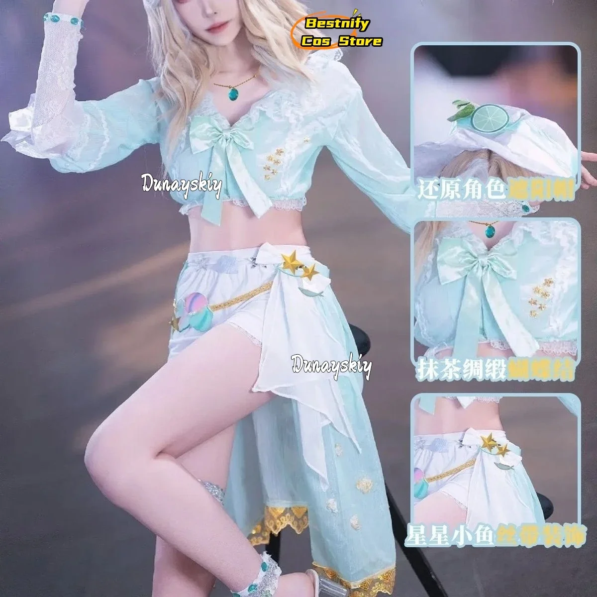 CosplayGame Identitas V Kostum Cosplay Selamat Barmaid Demi Bourbon Garam Laut Koktail Kulit Bermain Peran Gaun Wanita Anime
