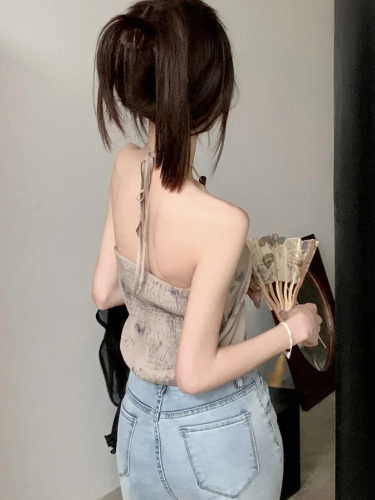 캐미솔 세트 여성 2pcs 레트로 섹시한 자른 슬림 자켓 간단한 모든 경기 플레어 슬리브 Sun-proof Hot Girls 한국 스타일 여름