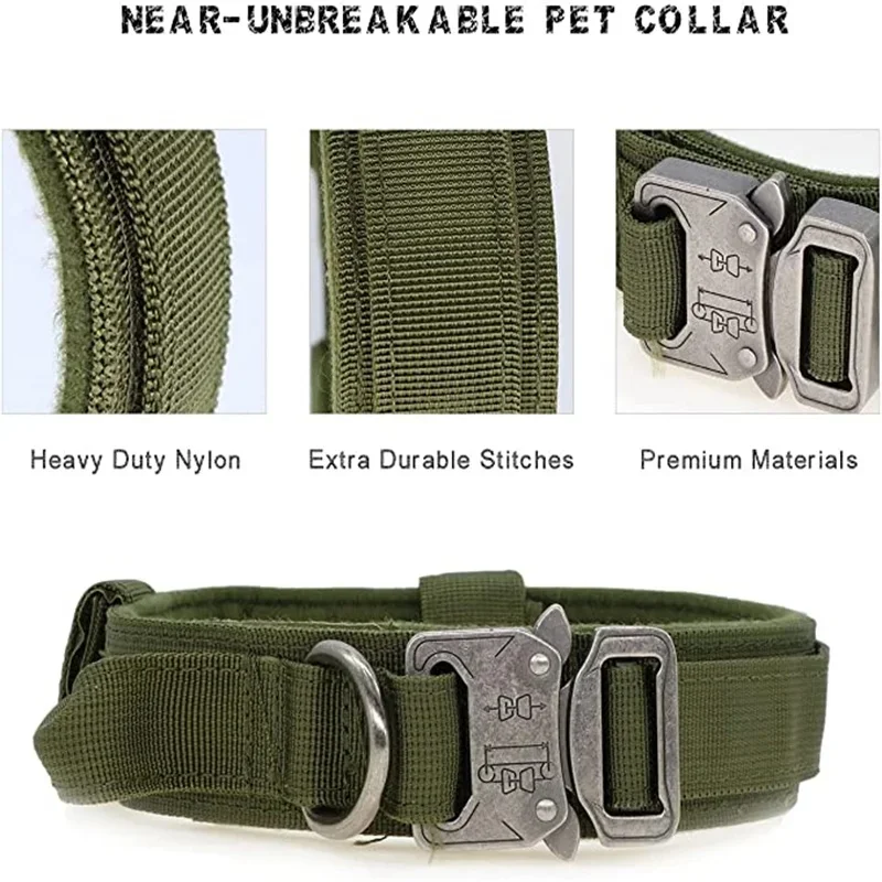 Hundehalsband-Leine-Sets Langlebiges Verstellbares Taktisches Halsband mit Leine für Mittelgroße und Große Hunde Deutscher Schäferhund Outdoor-Trainingszubehör – Detail 6