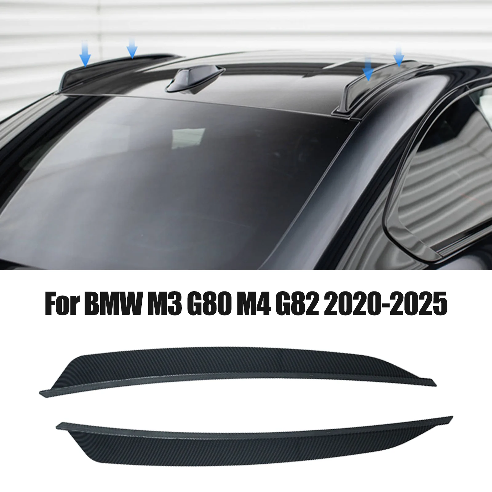 Für BMW M3 G80 M4 G82 2020-2025 Dach-Seitenflügel-Spoiler Dach-Dekorativer Spoiler-Zierleiste Windmesser-Zubehör Carbon-Look Glänzend Schwarz