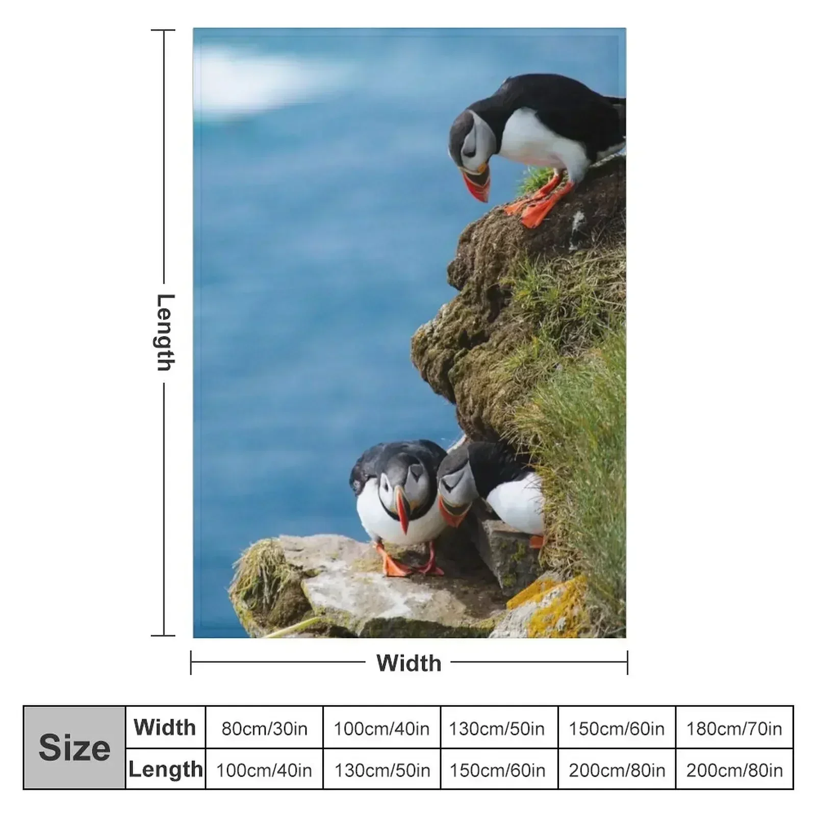New Peeking Puffins Throw Blanket couch cozy soft plush fuzzy picnic outdoor blanket