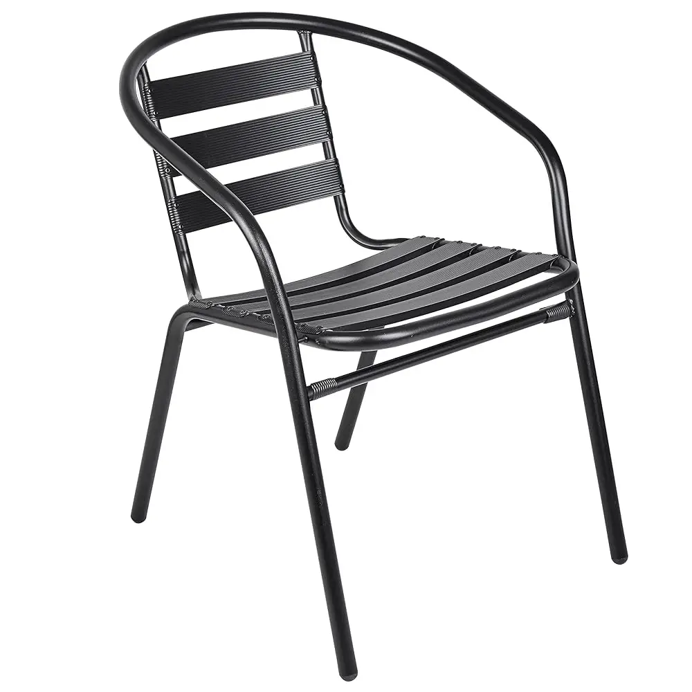 

Indoor Outdoor Set Of 2 Bla Restaurant Metal Aluminum Slat Sta Chairs Lightweight