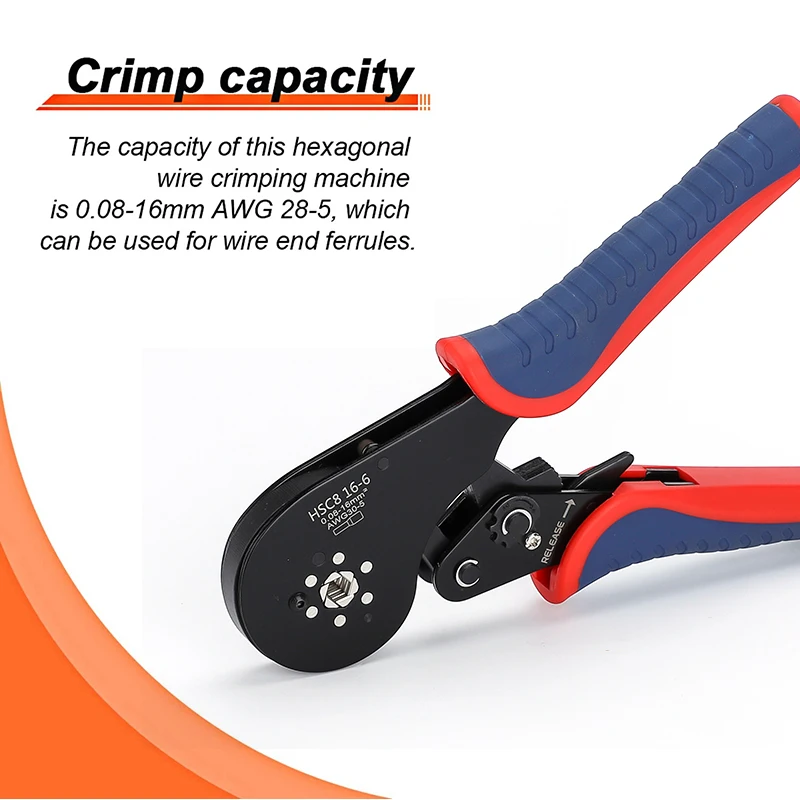 Imagem -04 - Hexagonal Virola Crimpagem Alicate Mangas de Extremidade do Cabo Catraca Ajustável Ferramenta Crimper Hsc8 166 305 Awg 516 Mm2