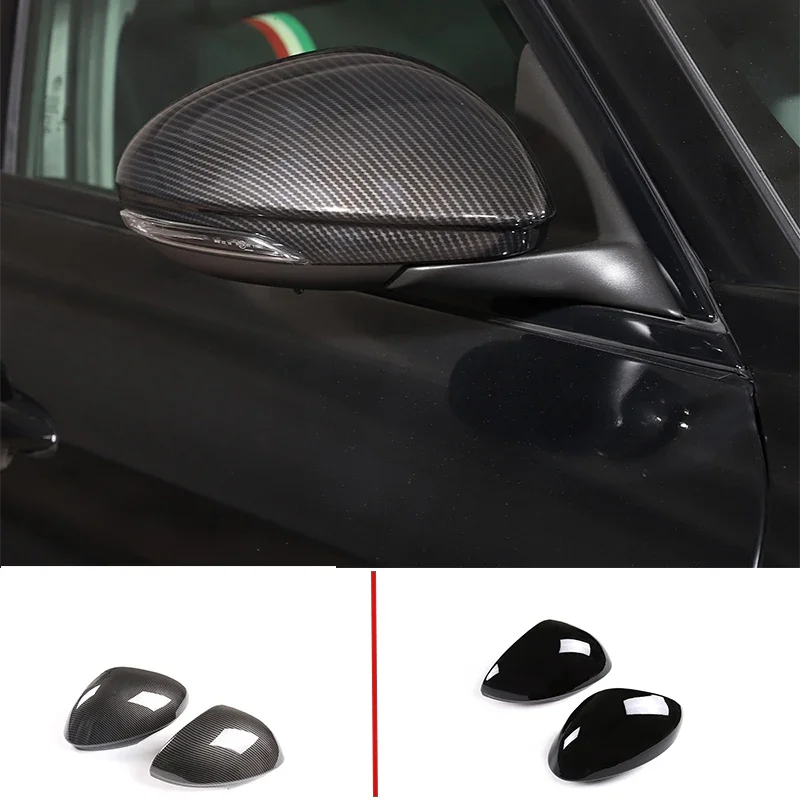 

For Alfa Romeo Giulia 2017 2017 2018 2019-2022 ABS Carbon Fiber Car Rear View Mirror Decorative Cover Stickers External Accessor