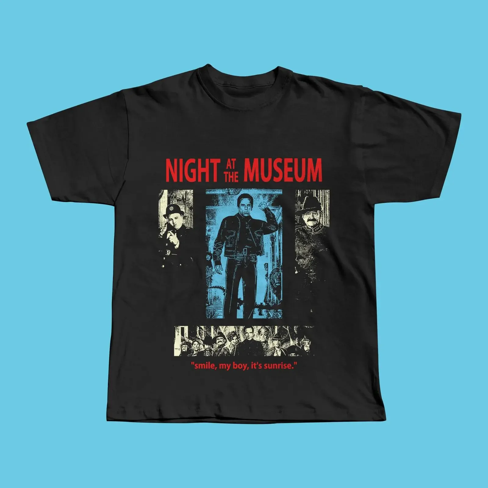 Night at the Museum T Shirt Larry Daley Ahkmenrah Sunrise vintage Washed Top For Everyday Wear Stylish fashion Slightly Soft